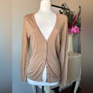 Mango Tan Modal Blend V-Neck Cardigan - Size Small